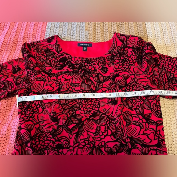 Lands' End Red and Black Velvet Floral Dress - Picture 3 of 9